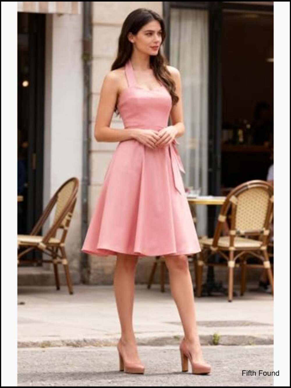 Vintage 1950s Cocktail Dress Halter A-Line Swing Dress S - Picture 2 of 7